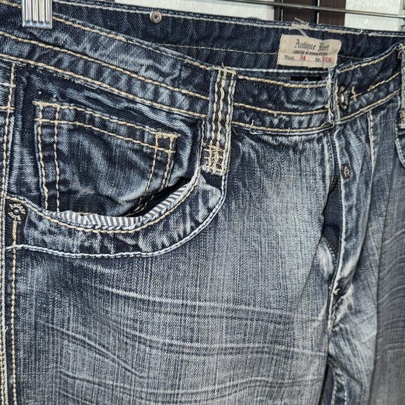 Antique Rivet 34x32 Mens Denim Blue Relaxed Jeans - Picture 8 of 15